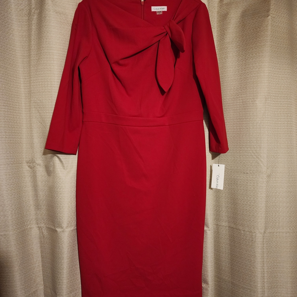Calvin Klein Collection Red Long Sleeve Dress